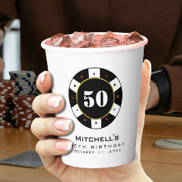 Poker Chip 50. Geburtstagsparty Pappbecher