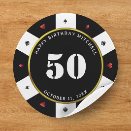 Poker Chip 50. Geburtstagsparty Runder Aufkleber