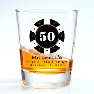Poker Chip 50. Geburtstagsparty Schnapsglas
