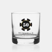 Poker Chip 50. Geburtstagsparty Whiskyglas (Vorderseite)