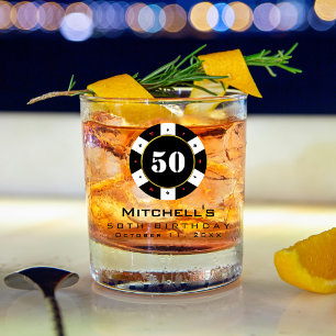 Poker Chip 50. Geburtstagsparty Whiskyglas