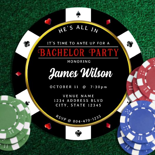 Poker Chip Bachelor Party Einladung
