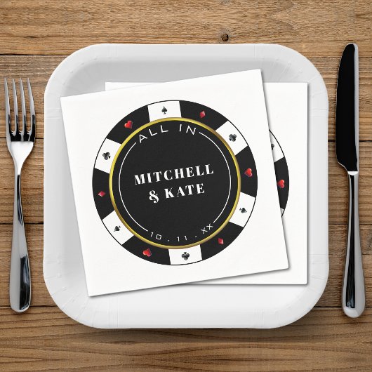 Poker Chip bei Hochzeit Serviette