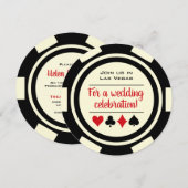 Poker Chip Black Off White Las Vegas Wedding Einladung (Vorne/Hinten)