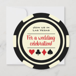 Poker Chip Black Off White Las Vegas Wedding Einladung