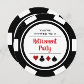 Poker Chip Black Red White Retirement Party Einladung (Vorne/Hinten)