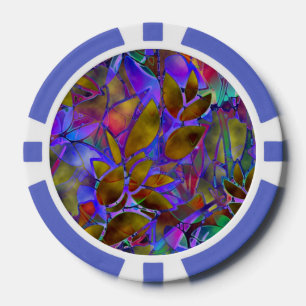 Poker-Chip-Blumen-Abstraktes-Buntglas Pokerchips