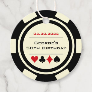 Poker Chip Casino Schwarz-weiß Geburtstag Geschenkanhänger