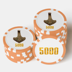 Poker-Chip für den Goldenen Thammer, weiß orange,  Pokerchips