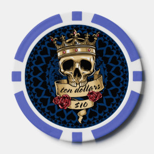 Poker-Chip für Schädel und Rose - $ 10 Pokerchips