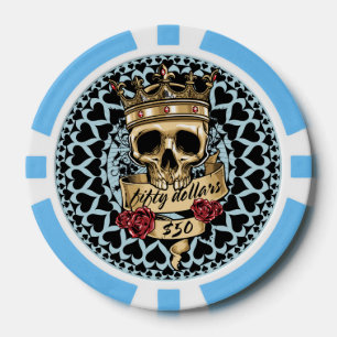 Poker-Chip für Schädel und Rose - 50 $ Pokerchips