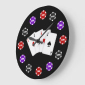 Poker Chip Game room wall clock Große Wanduhr (Winkel)