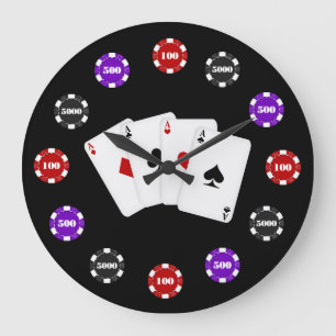 Poker Chip Game room wall clock Große Wanduhr