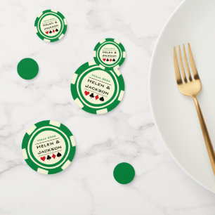 Poker Chip Green Off-White Las Vegas Wedding Konfetti