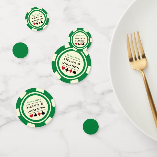 Poker Chip Green Off-White Las Vegas Wedding Konfetti (Gruppe)