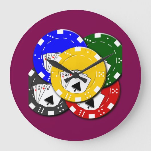 Poker-Chip-Großuhr Große Wanduhr (Vorderseite)