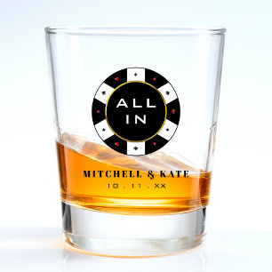 Poker-Chip Hochzeitsgeschenk All In Schwarz Schnapsglas