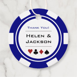 Poker Chip in Navy Blue und White Casino Hochzeit Geschenkanhänger