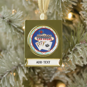 Poker Chip Las Vegas Banner-Ornament Gold