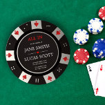 Poker Chip Las Vegas Casino Einladung zur Hochzeit<br><div class="desc">Einzigartige und unvergessliche Hochzeitseinladung - wie ein Poker-Chip! Diese Einladung ist ideal für Paare mit einer Liebe für Glücksspiele, Casinos oder alles, was Vegas-Thema. Auf der Vorderseite der Einladung steht ein hochwertiger Farbdruck eines Poker-Chips, in dem Ihre Namen und Ihr Hochzeitstermin in der Mitte sichtbar dargestellt sind. Die Rückseite der...</div>