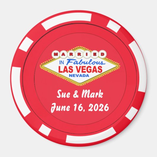 Poker Chip Magnet Married in Las Vegas (Vorne)