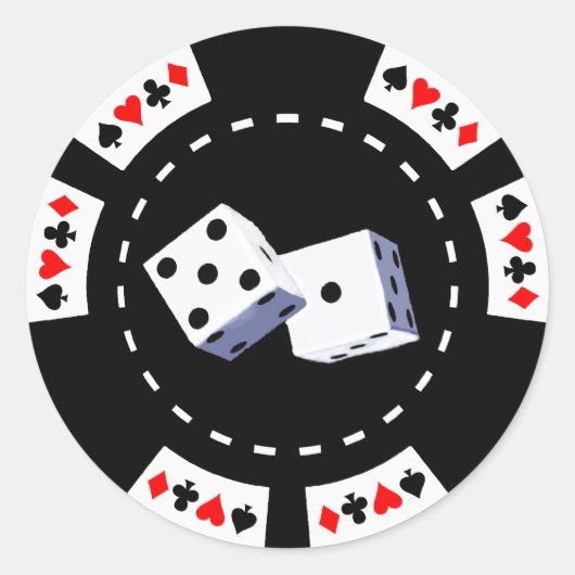 POKER CHIP MIT DICE-ANMELDUNG RUNDER AUFKLEBER (Vorderseite)