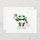 Poker-Chip mit Poker-Karten Postkarte (Vorne/Hinten)