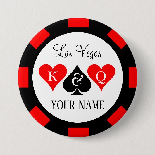 Poker Chip Namenstasten für Vegas Hochzeitsfeier Button (Vorderseite)