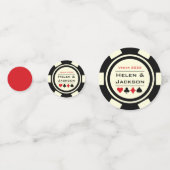 Poker Chip Schwarz-weiß Red Vegas Wedding Konfetti (Rückseiten)