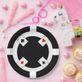 Poker-Chip - Schwarzes Pappteller (Party)