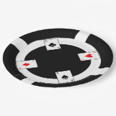 Poker-Chip - Schwarzes Pappteller (Schrägansicht)