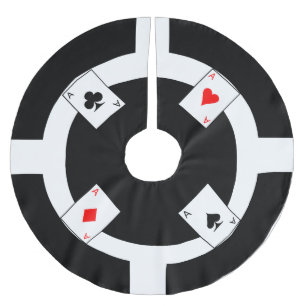 Poker-Chip - Schwarzes Polyester Weihnachtsbaumdecke