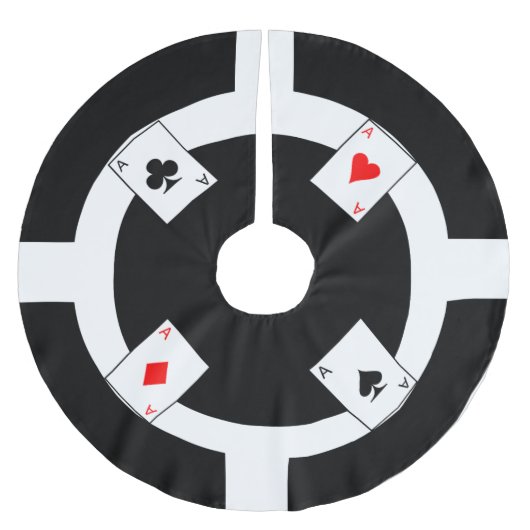 Poker-Chip - Schwarzes Polyester Weihnachtsbaumdecke (Vorderseite)