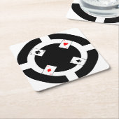 Poker-Chip - Schwarzes Rechteckiger Pappuntersetzer (angewinkelt)