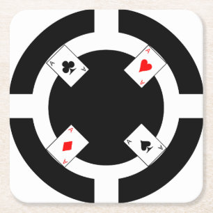 Poker-Chip - Schwarzes Rechteckiger Pappuntersetzer