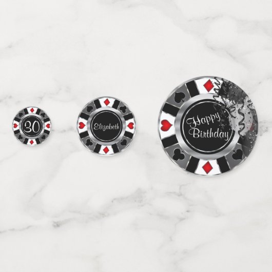 Poker Chip - Silver & Black Konfetti (Vorderseiten)