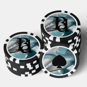 Poker Chip Trend Abstrakt Art Blue Ozeane