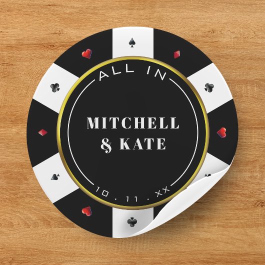 Poker Chip Wedding Runder Aufkleber