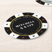 Poker Chip Wedding Runder Pappuntersetzer (Angewinkelt)