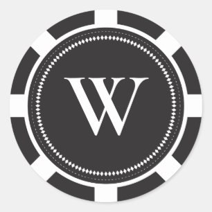 Poker Chip Wedding Stickers - Black