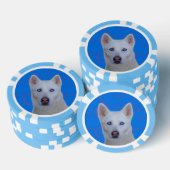 Poker-Chips aus weißem sibirischem Husky-Clay, Bla Pokerchips (Stapel)