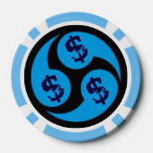 Poker-Chips, blau gestrichelte Kante Pokerchips (Rückseite)