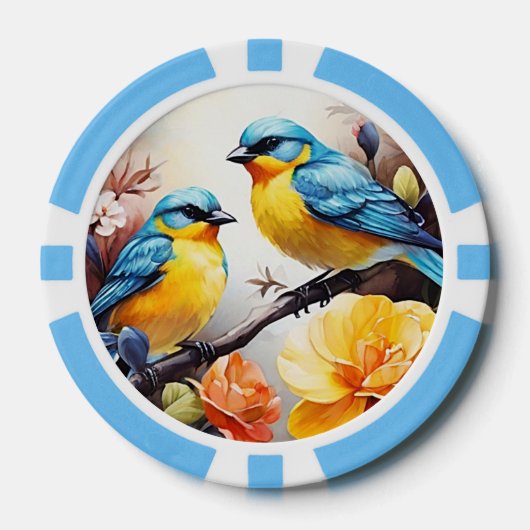 Poker Chips - Blaue Liebesvögel (Vorderseite)