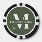 Poker-Chips der Green Modern Monogram-Familie Pokerchips (Vorderseite)