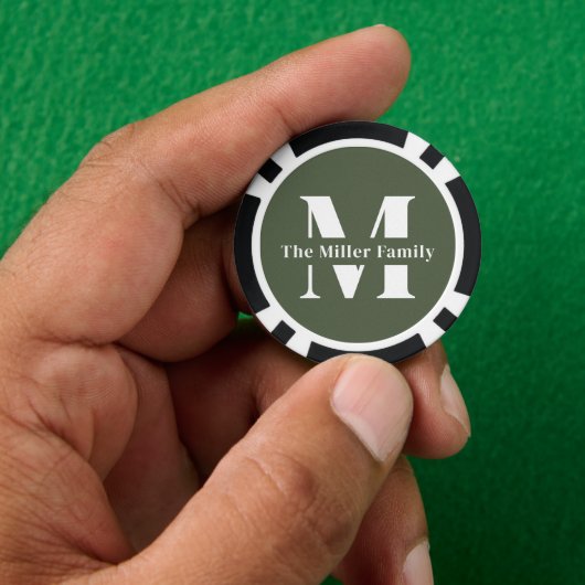 Poker-Chips der Green Modern Monogram-Familie Pokerchips (Hand)