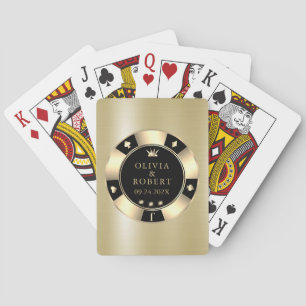 Poker-Chips für Hochzeiten in Schwarz und Gold Spielkarten