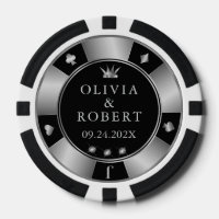 Poker-Chips für Hochzeiten in Schwarz und Silber