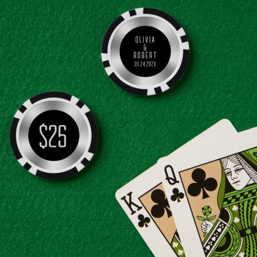 Poker-Chips für Hochzeiten in Schwarz und Silber Pokerchips (Pokertisch (doppelt))