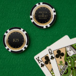 Poker-Chips für Hochzeitsfeiern Pokerchips<br><div class="desc">Weiße Diamanten mit schwarzen und goldenen Hochzeitschips sind mit individuellen Namen,  Daten und Dollarbeträgen entworfen.</div>