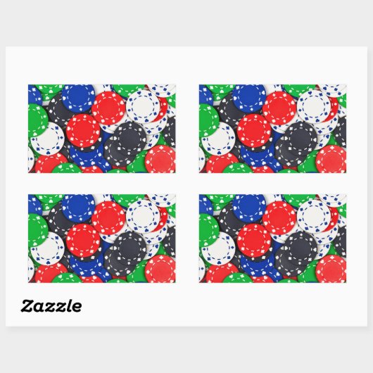 Poker-Chips im Casino Rechteckiger Aufkleber (Blatt)